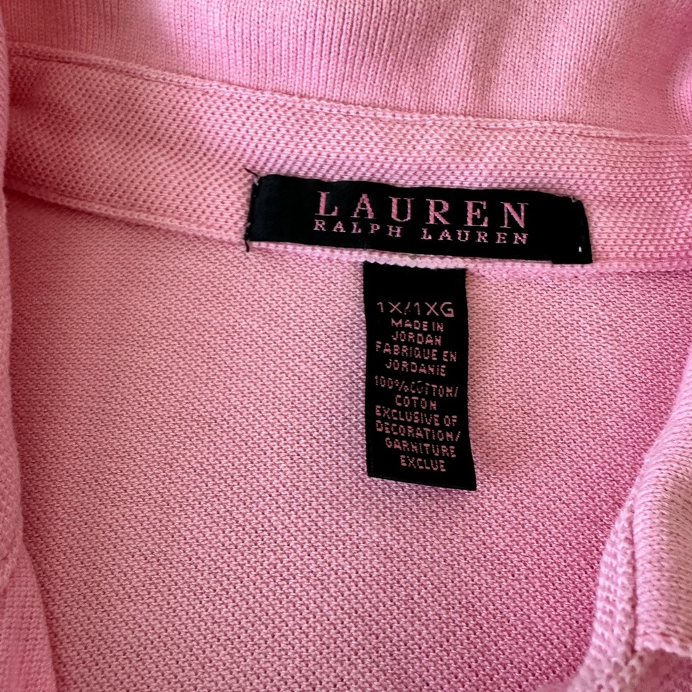 Lauren Ralph Lauren Pink Polo Dress Size 1X Cotton Knit Short Sleeves Preppy - Picture 9 of 10
